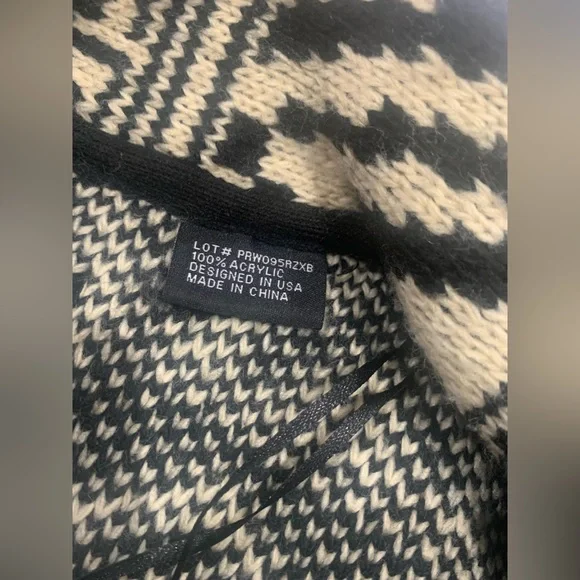 Ladies Powder River Outfitters Cream Aztec Lapel Fringe Knit Cardigan Small - Picture 9 of 9